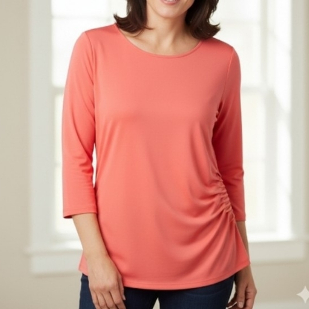 Russell Kemp Coral Ruched Blouse Size XL
